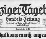 Gezeigt wird die Schlagzeile des Leipziger Tagesblatts aus 1919: „Das Schulkompromis angenommen“